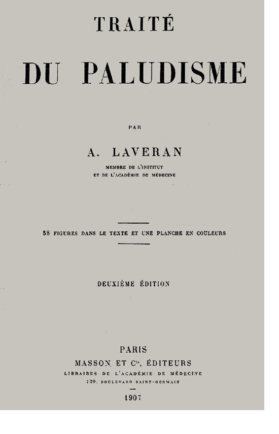 Cover page of the famous Laveran’s book “Traité sur le paludisme” published in Paris in 1898